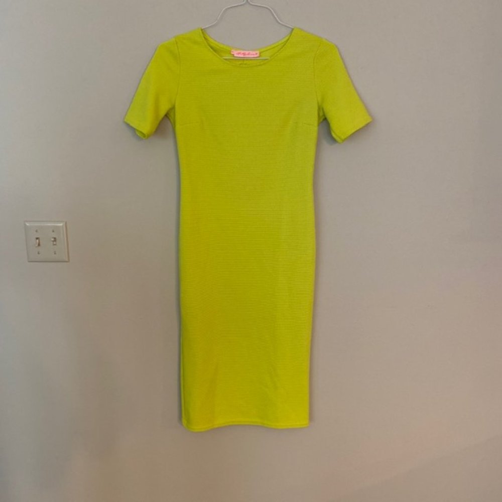 Open Back Neon Bodycon Midi Dress